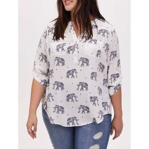 Torrid women 3 / 3X Harper Challis Elephant Print top blouse shirt